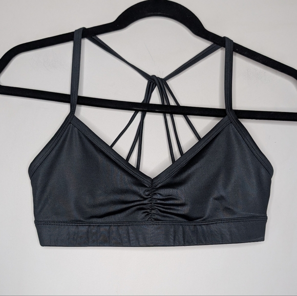 Alo Yoga Sunny Strappy Sports Bra Glossy Black Size S - Picture 5 of 10